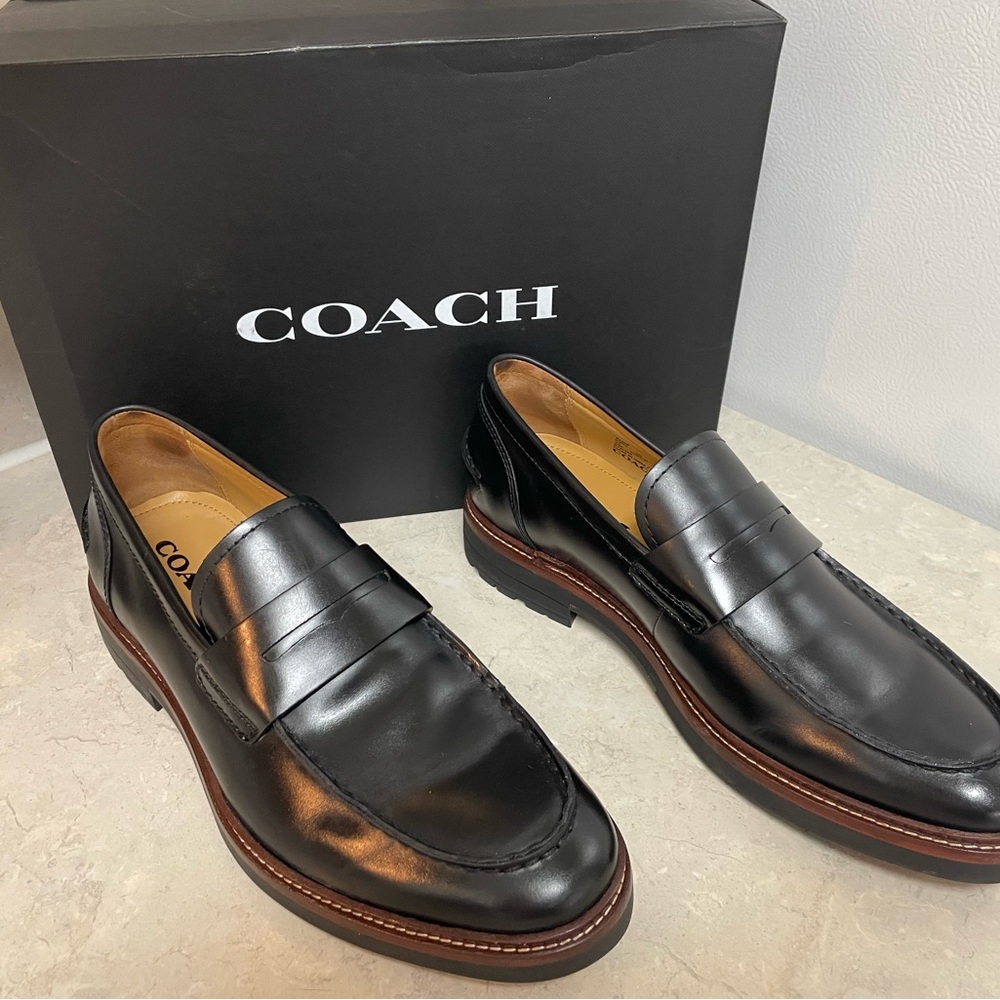 Coach Men's Elegant Black Slip-On Loafers